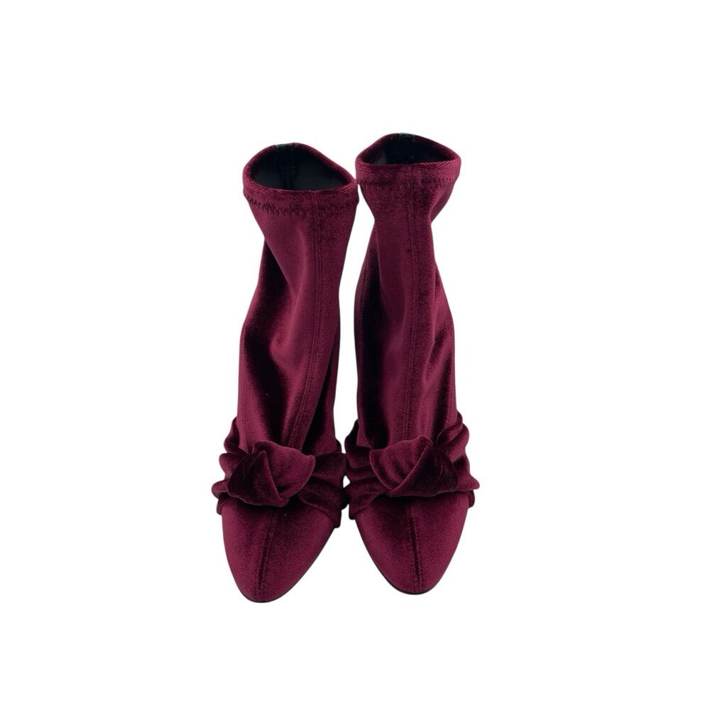 Giuseppe Zanotti Soft Velvet Bow Sock Ankle Boots Size 37 US 7 - Picture 2 of 11